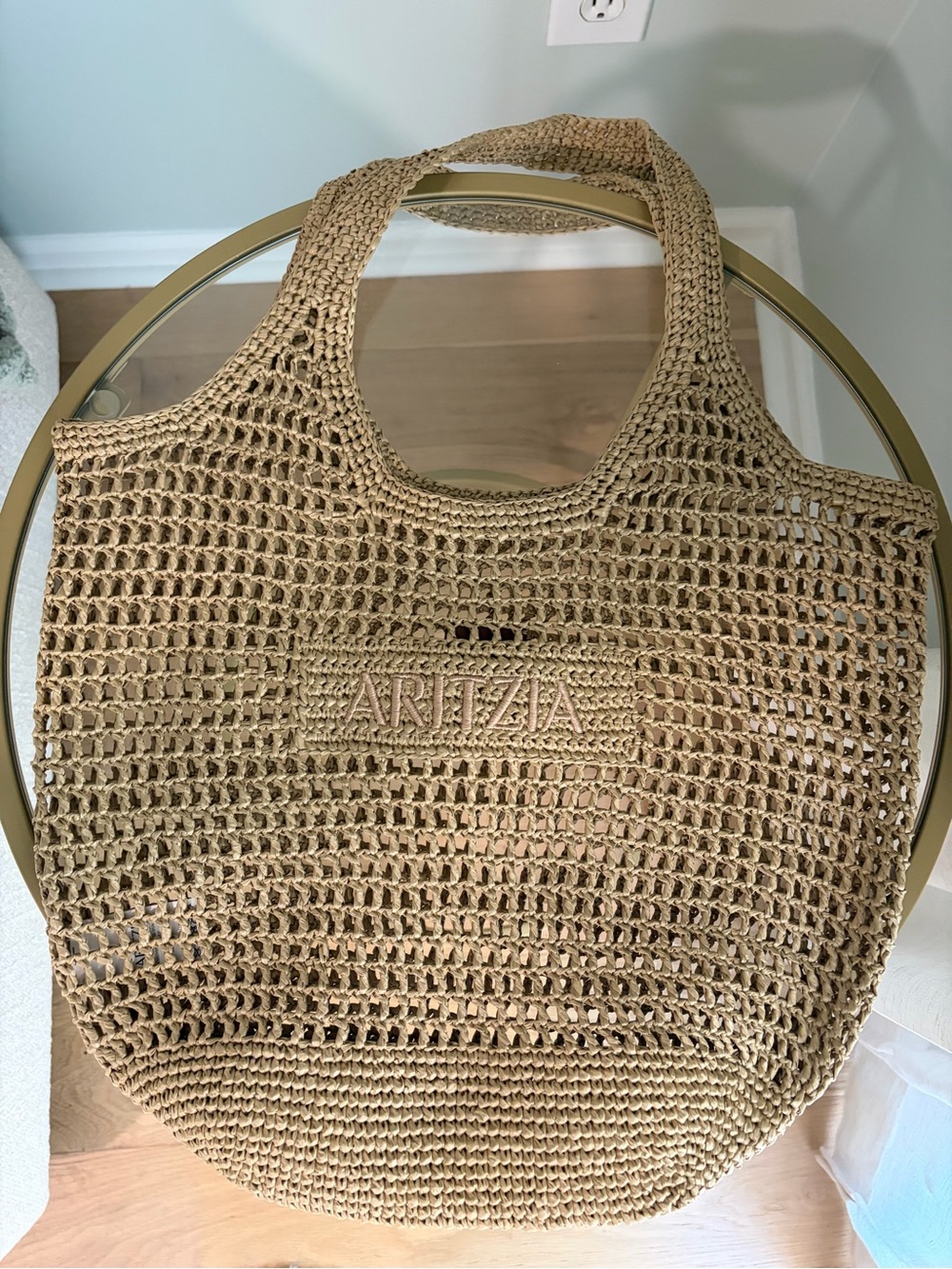 Aritzia Awayday Tote Beach Bag Crochet Market Sand Tan - Picture 3 of 7